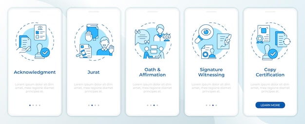 Types de service de notarisation écran bleu d'intégration de l'application mobile