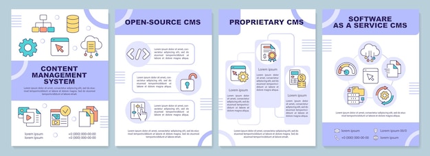 Types de système de gestion de contenu modèle de brochure violet