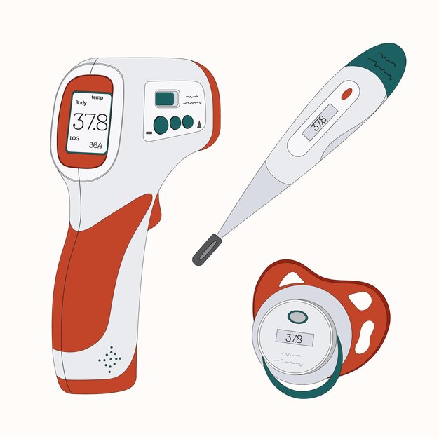 Vecteur les types de thermomètres