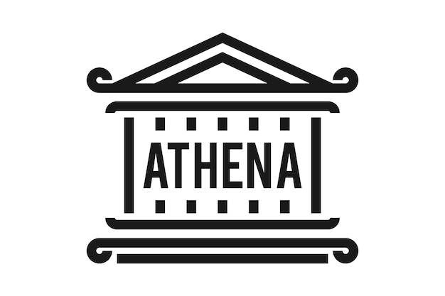 Vecteur typographie d'athéna avec la création de logo de bâtiment historique de rome grec de colonne de pilier