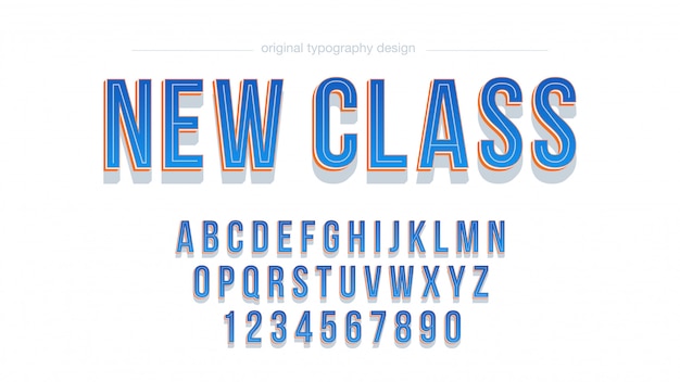 Typographie audacieuse bleue colorée avec des ombres