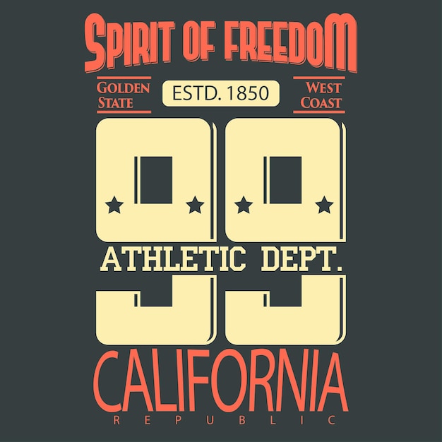 Vecteur typographie californienne impression sport vecteur de t-shirt imprimé