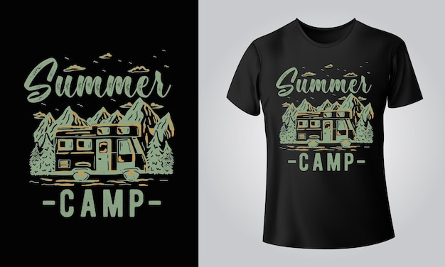 Vecteur la typographie de camping à fond noir est une conception prête à l'impression.