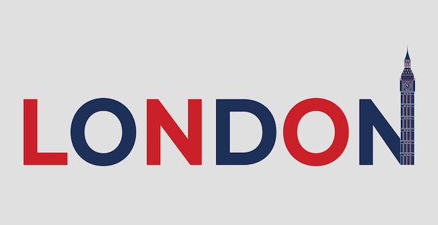 Une typographie colorée et élégante de Londres avec une illustration du Big Ben