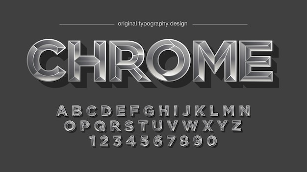 Vecteur typographie de dégradé de chrome argenté