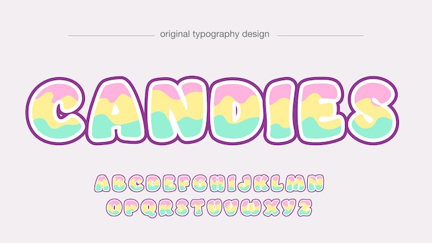 Vecteur typographie de dessin animé arrondi tons pastel colorés