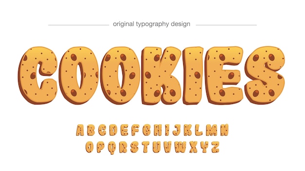 Vecteur typographie de dessin animé de modèle de cookie