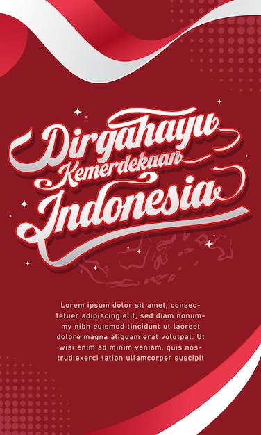 Typographie De Dirgahayu Kemerdekaan Indonésie Fond Vertical