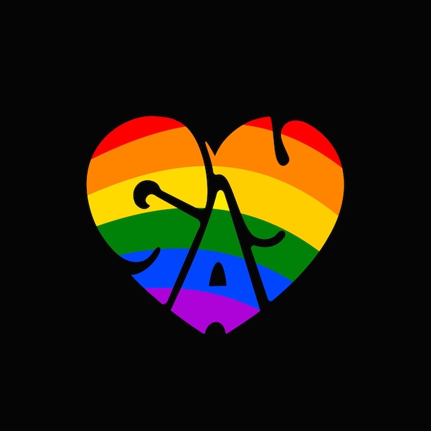 Vecteur typographie du coeur gay