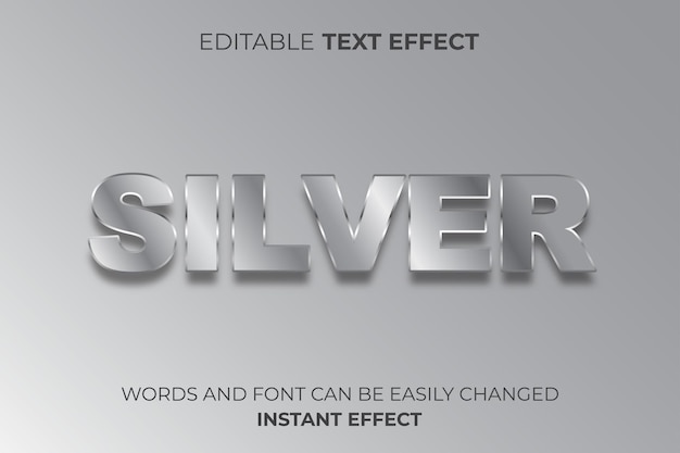 Vecteur typographie d'effet de texte métallique argenté 3d