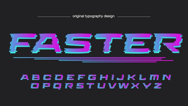 Vecteur typographie futuriste néon glitch