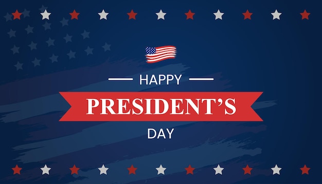 Typographie Happy Presidents Day Avec Style Pinceau Drapeau Américain