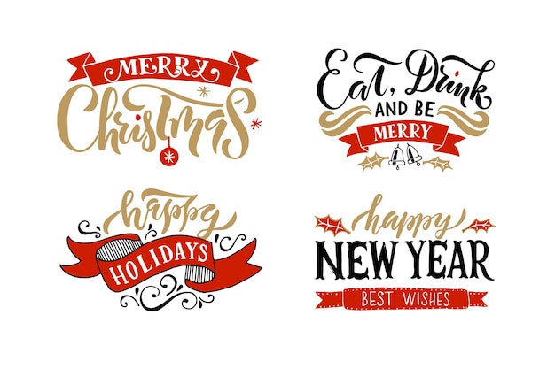 Typographie D'icône D'insigne De Logotype Esquissée à La Main Pour Le Lettrage De La Saison Des Vacances De Noël Et Du Nouvel An