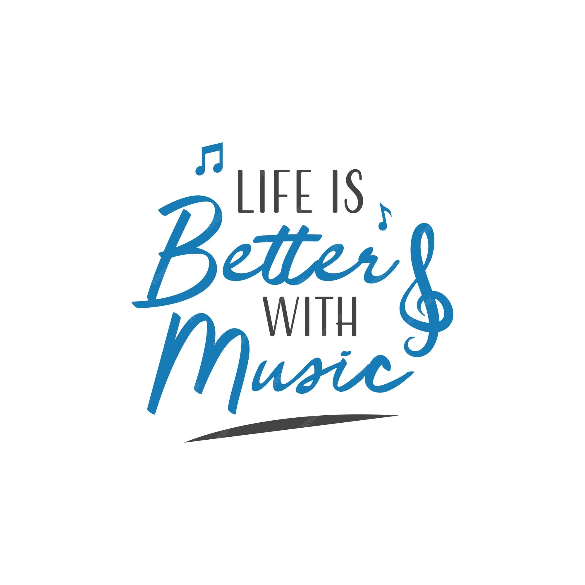 Typographie De Lettrage De Citation De Musique La Vie Est Meilleure Avec La Musique Vecteur Premium