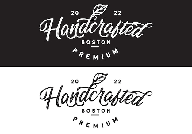 Vecteur typographie logo handcrafted boston vector illustration template avec un design élégant de couleur noir blanc bon pour toute industrie