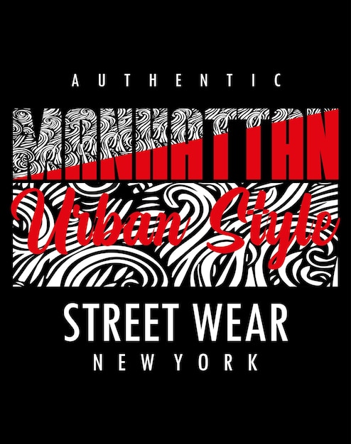 Typographie De Manhattan Pour Le Vecteur Premium De Conception De T-shirt