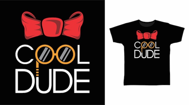 Typographie De Mec Cool Avec Un Design De T-shirt Nœud Papillon Rouge