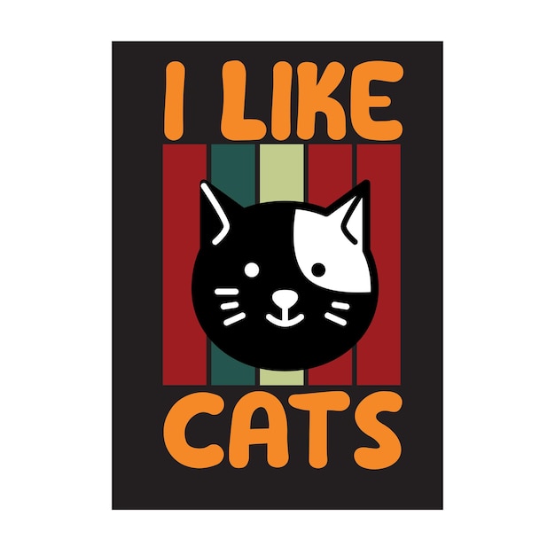 Vecteur typographie personnalisée et design de t-shirt chat rétro