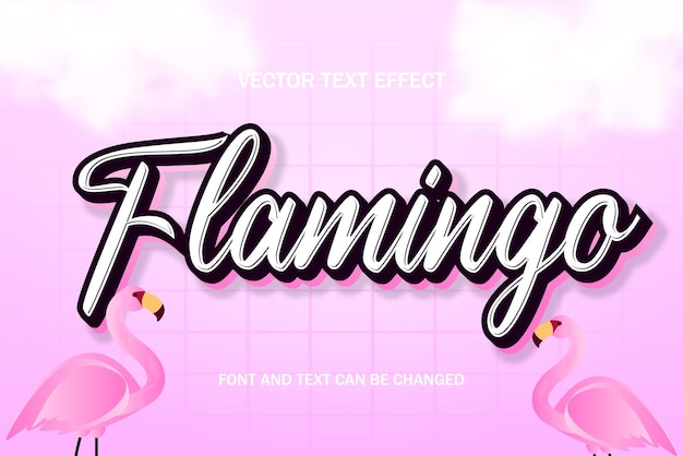 Vecteur typographie de police flamingo style d'effet de texte modifiable modèle de lettrage fond de style rose