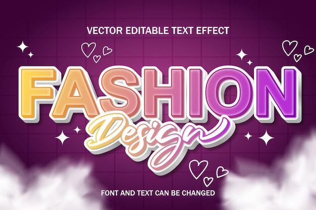 Vecteur typographie de polices de conception de mode 3d fond de modèle de lettrage de style d'effet de texte modifiable