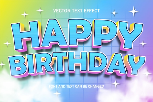 Typographie de polices de fête de joyeux anniversaire 3d arrière-plan du modèle de lettrage de style d'effet de texte modifiable