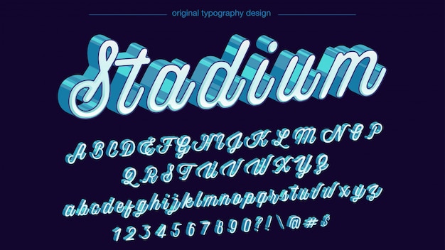 Typographie Rétro Bleu 3d