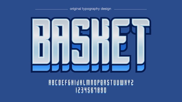 Typographie De Sport Moderne Bleu Métallisé