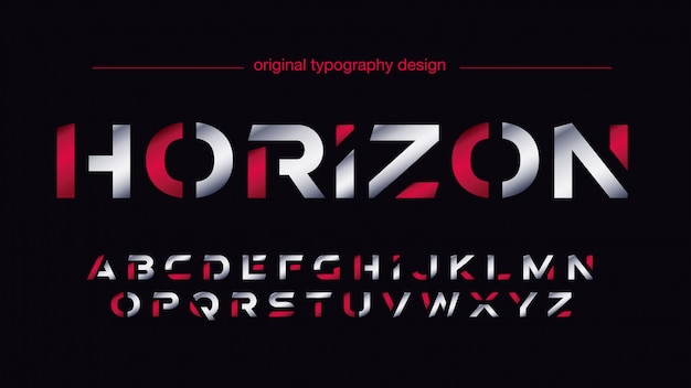 Typographie Sportive Futuriste Argentée Et Rouge