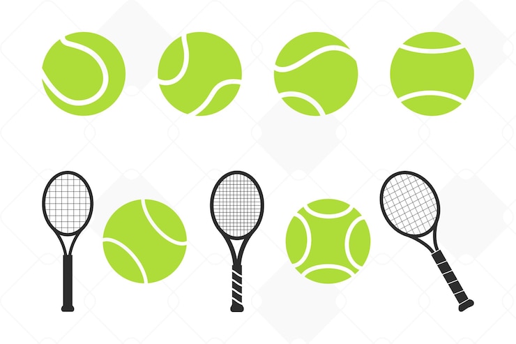 Vecteur la typographie des sports de tennis la raquette de tennis la balle vectorielle de la raquette vectorielle la silhouette le logo du tennis le svg du tennis