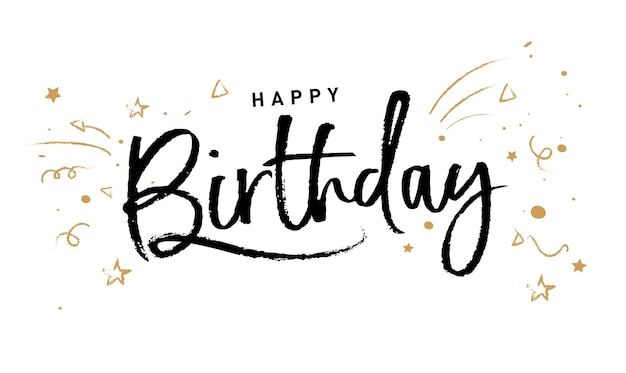 typographie de texte joyeux anniversaire avec des éléments festifs