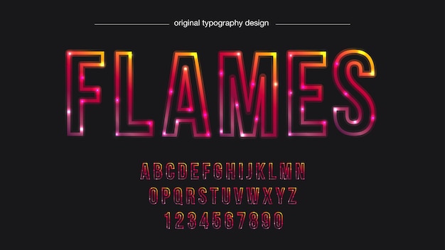 Typographie de trait de lumière au néon rouge