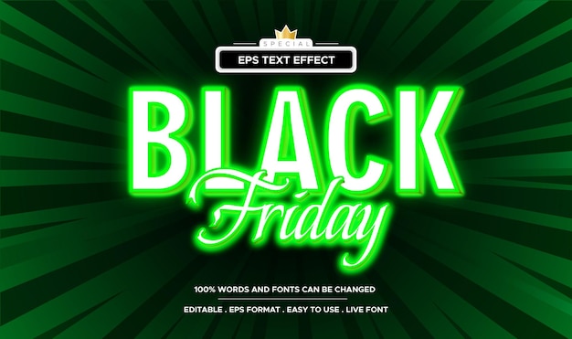 Typographie Vibrante D'effet De Texte Neon Black Friday Pour Des Offres D'achat Passionnantes