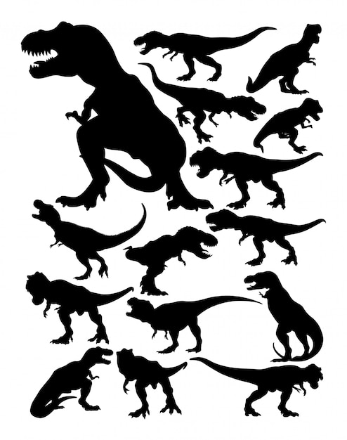 Vecteur tyrannosaurus rex silhouettes.