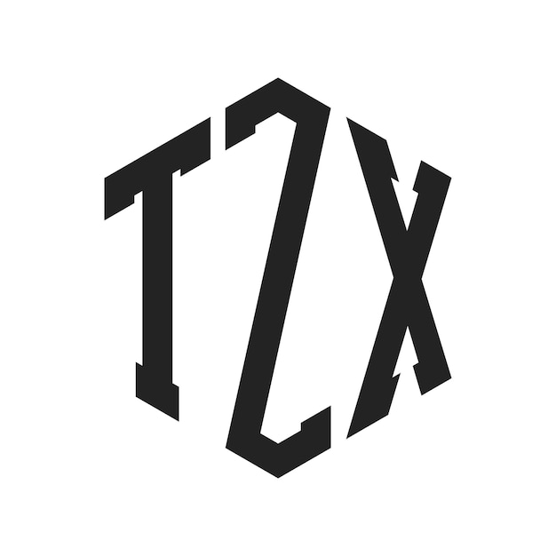 TZX Logo Design Initial Letter TZX Monogram Logo en utilisant une forme hexagonale
