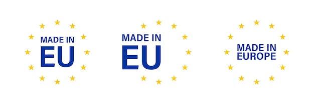 Vecteur ue fabriqué en europe label qualité ensemble icône vecteur illustration isolée