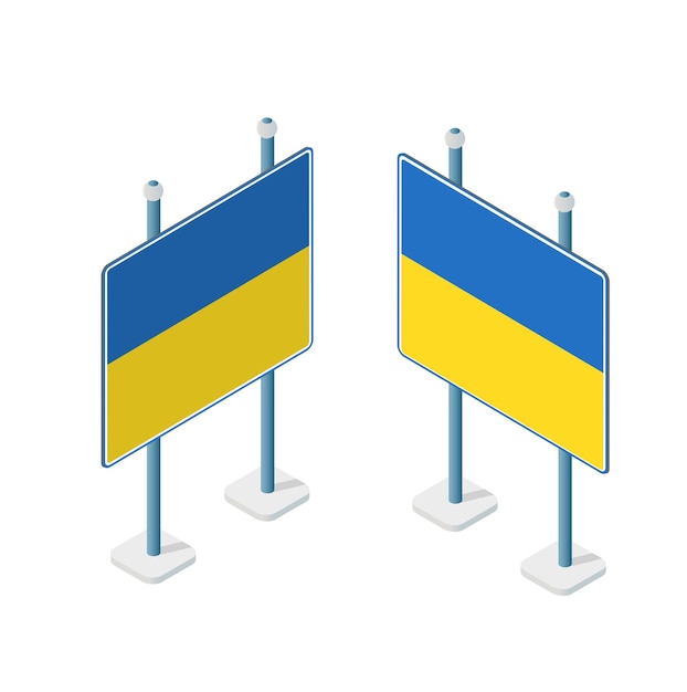 Ukraine Signalisation Routière Armoiries Drapeau Trident Héraldique Illustration Pour Le Web