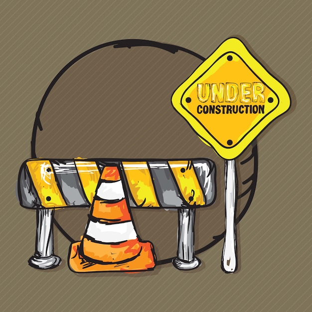 Vecteur under construction icons with traffic cones (collection set)
