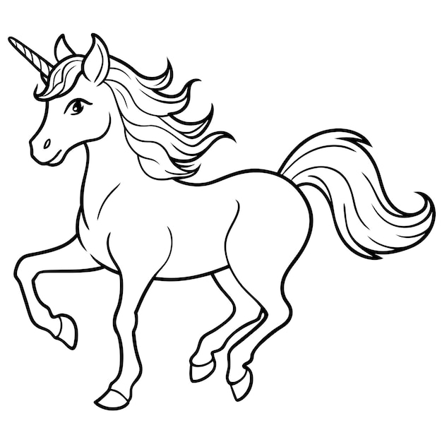 Unicorn dash livre à colorier page ligne d'art contour illustration vectorielle isolé fond blanc 36