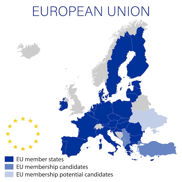 Vecteur union européenne sur la carte politique de l'europe en 2022 sans la russie carte politique très détaillée du monde