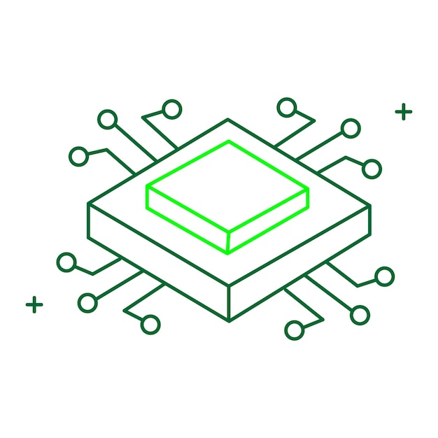 Unité de traitement centrale et conception d'icône vectorielle de puce CPU matériel de processeur de puce d'ordinateur