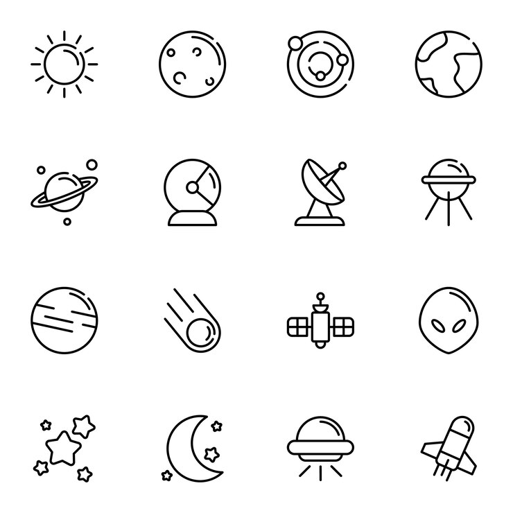 Univers icon pack, style d'icône de contour