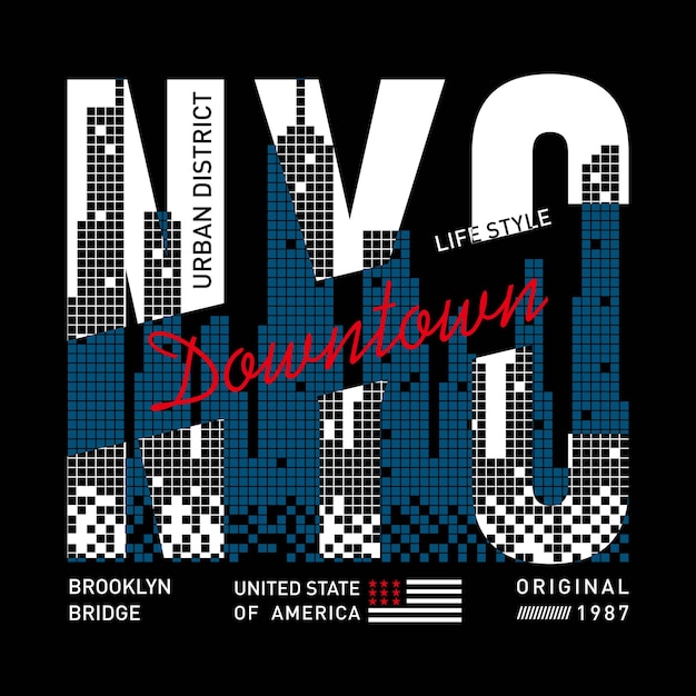 Urban District New York City Typographie Design Tshirt Graphiques Illustration Vectorielle