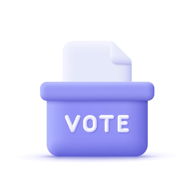 Urne vote, concept, 3d, vecteur, icône, dessin animé, style minimal