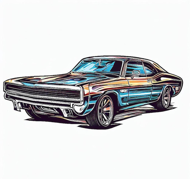 Vecteur us muscle car illustration vectorielle image fond d'écran icône avatar emoji