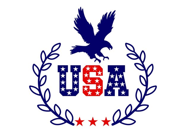 Usa couleurs drapeau américain aigle style plat illustration