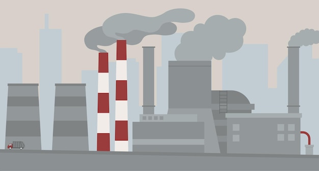 Usines Industrielles De Pollution De L'air Avec échappement Illustration Vectorielle De Problème D'écologie Dans Un Style Plat