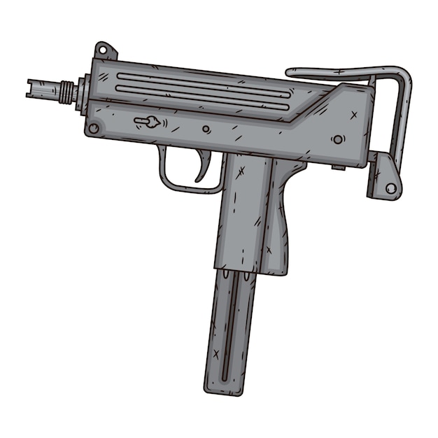 Vecteur uzi, isolé illustration dessinée à la main.