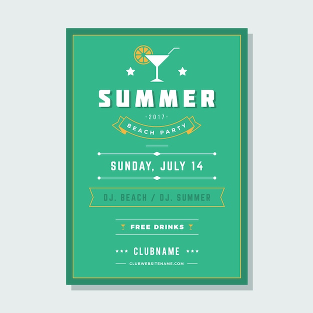 Vacances d'été beach party flyer typographie night club event label design Illustration vectorielle bonne pour les affiches ou les dépliants