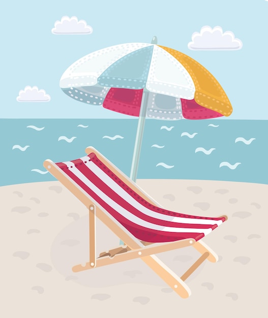 Vacances d'été sur les chaises longues d'image de plage avec un parapluie sur une mer tropicale pendant la saison chaude
