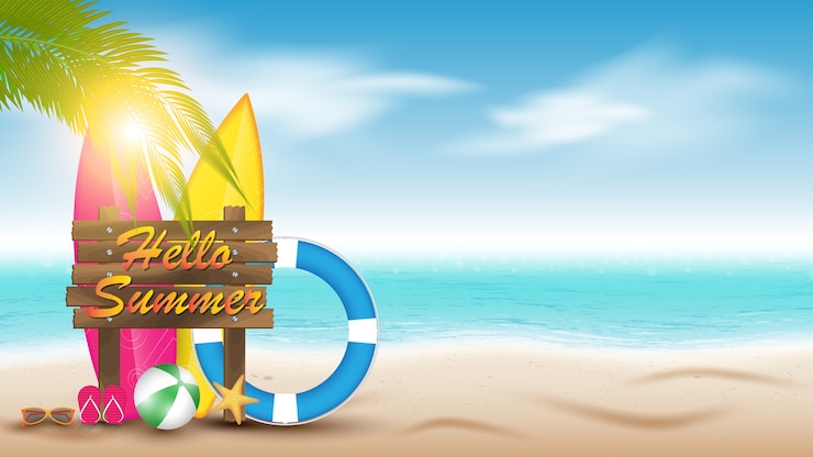 Vecteur vacances d'été. fond de paysage de plage d'été